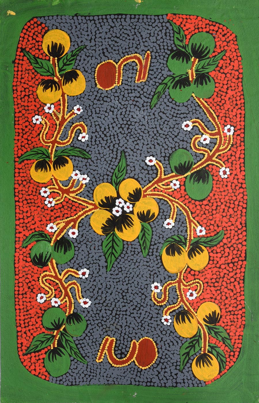Australian_DotPainting_Sammlung_Scheps-Bretschneider_Bild_23_WomenCollecting_Bushtomato_DSC_0128