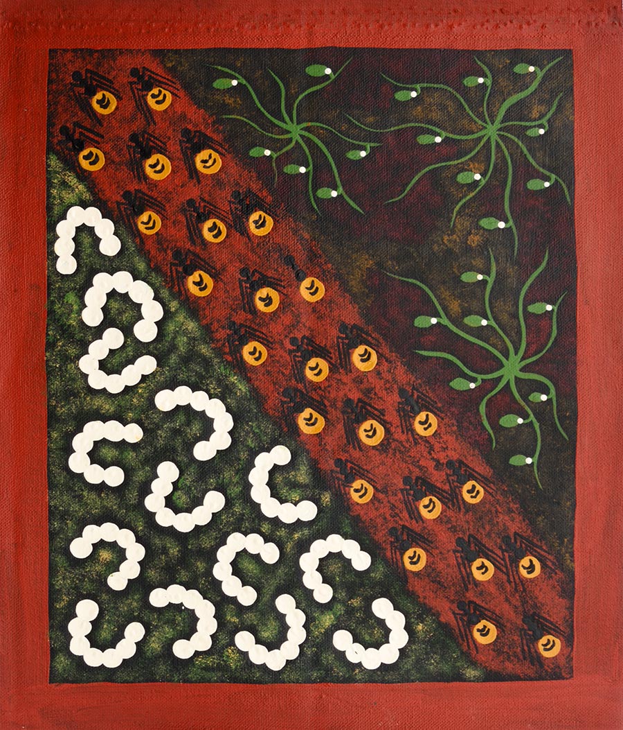 Australian_DotPainting_Sammlung_Scheps-Bretschneider_Bild_35_Witchetty-Grubs_DSC_0115