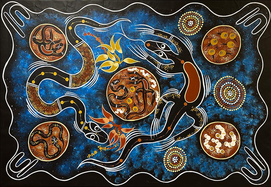 Australian_DotPainting_Sammlung_Scheps-Bretschneider_Bild_8_Plejaden_BushTuckerDreamingDSC_0057